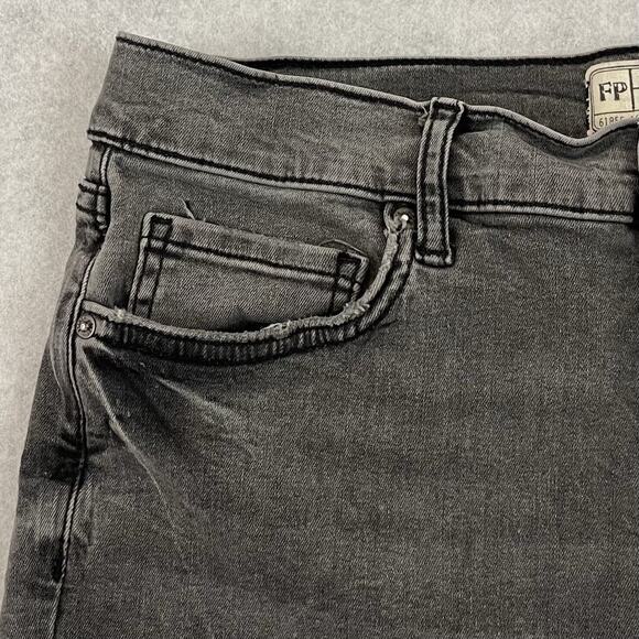 Free People Ankle Jeans Womens Size 30 Gray Distressed Mid Rise Cropped Stretch - Picture 9 of 14